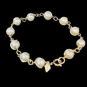 Sarah Coventry Gold Tone And Faux Pearl Bracelet (4849)